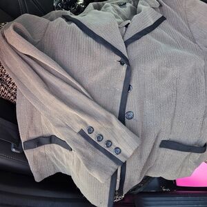 Elegant Tan Blazer with Black Trim